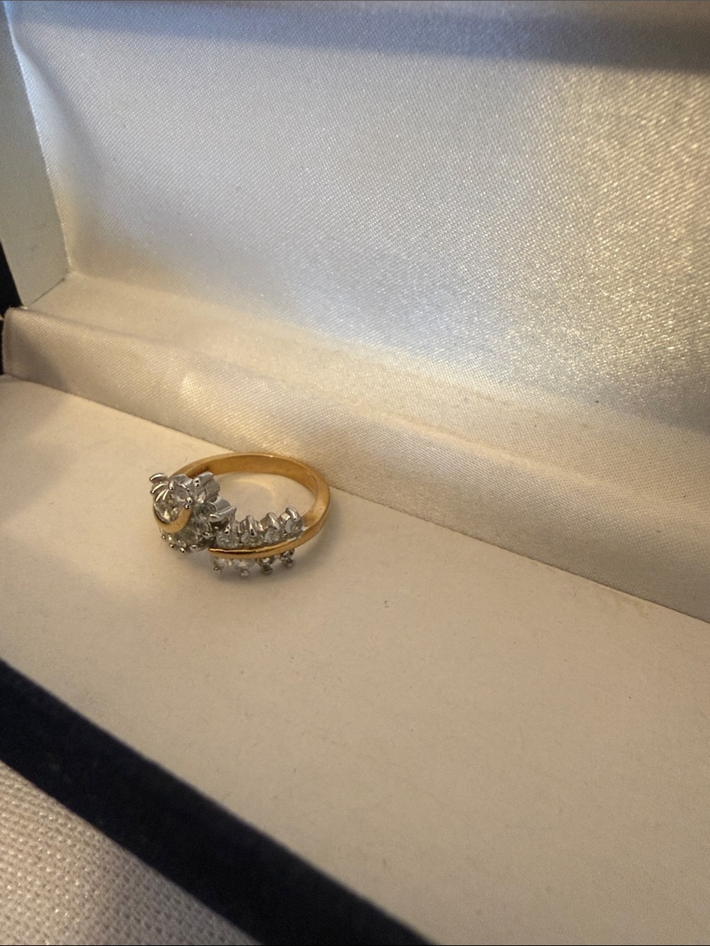 Gold and Silver CZ Cluster Ring - Women's Elegant Cocktail Ring gold plated